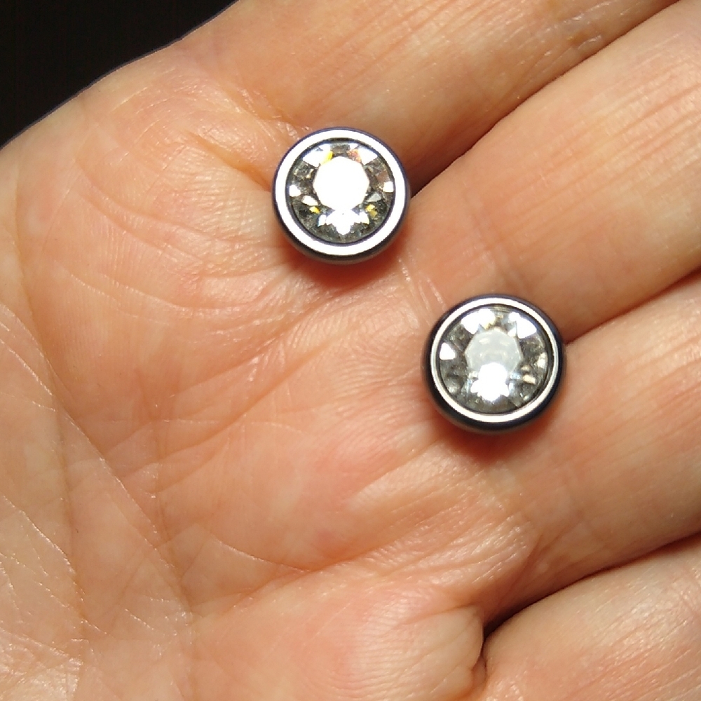 WHBM *White House Black Market* Gunmetal & Sparkle Faceted Stud Earrings
